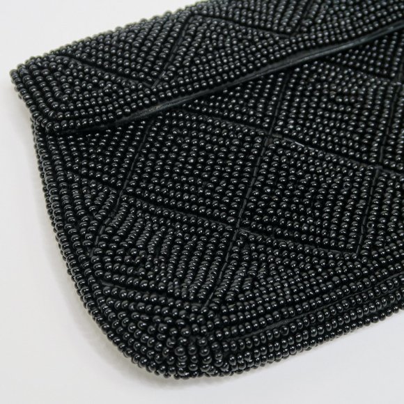 Vintage 50s Bags by Debbie Black Beaded Clutch - Picture 4 of 7